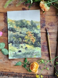 Image 2 of Autumn Pasture -Watercolor Painting