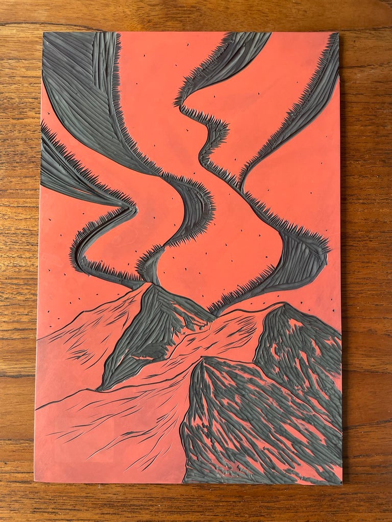 Northern Lights ((Handmade relief print: limited edition) Image 2