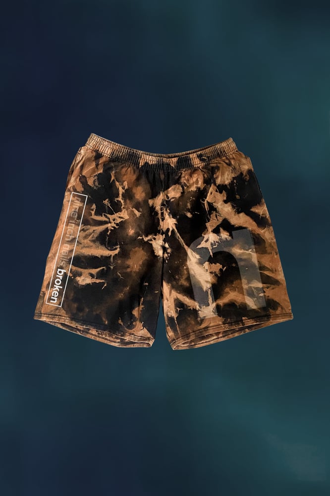 Image of NIN Bleach splattered shorts