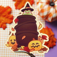 Froggie Witch & Fall Cauldrons Vinyl Sticker