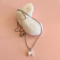 Image 3 of Silver Middle Finger and Pearl Necklace