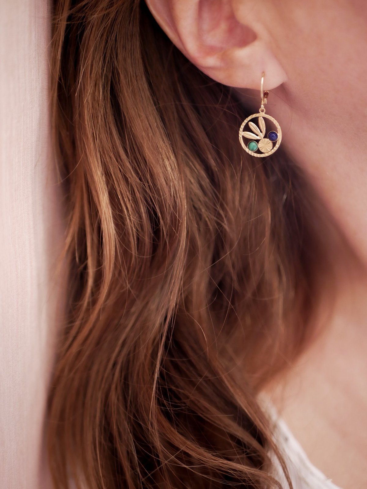 Image of Petites Boucles d'Oreilles COCO - Bleu/Vert