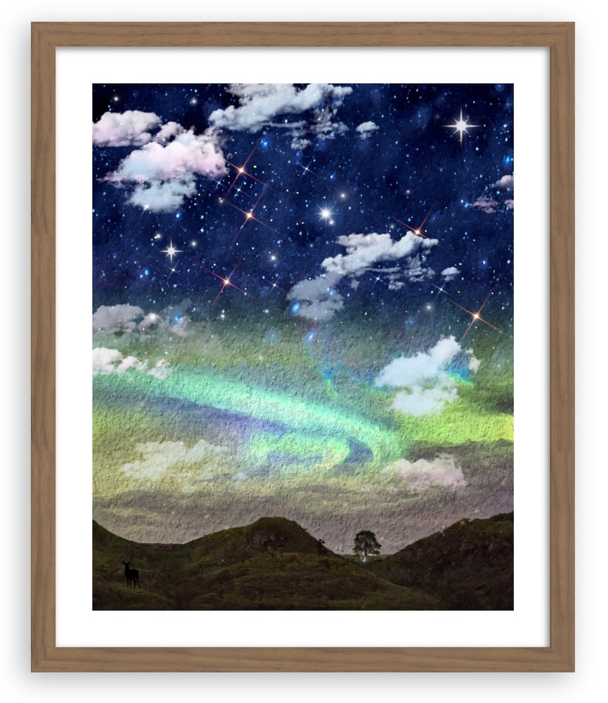 Image of  Sycamore Gap Tree  Aurora Through The Time  Wooden Frame with Print 