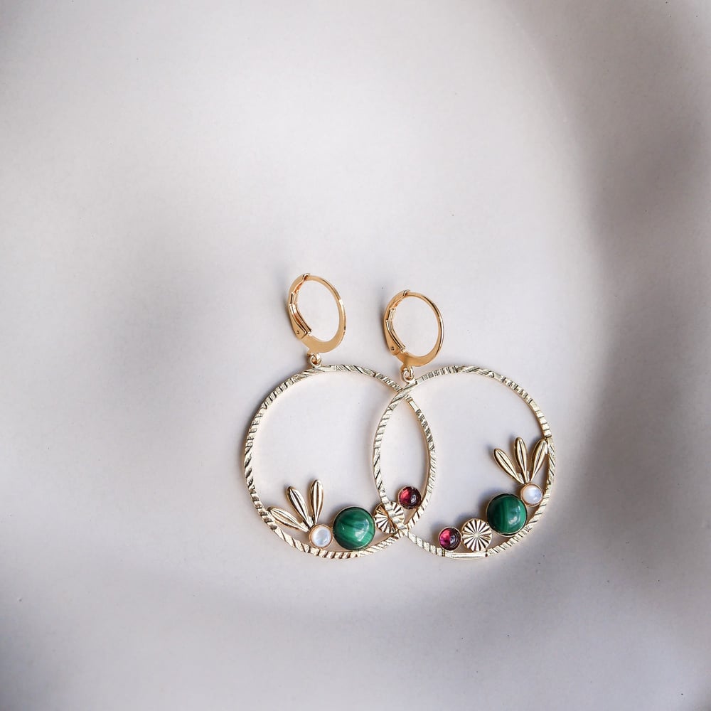 Image of Boucles d'Oreilles COCO Medium - Vert