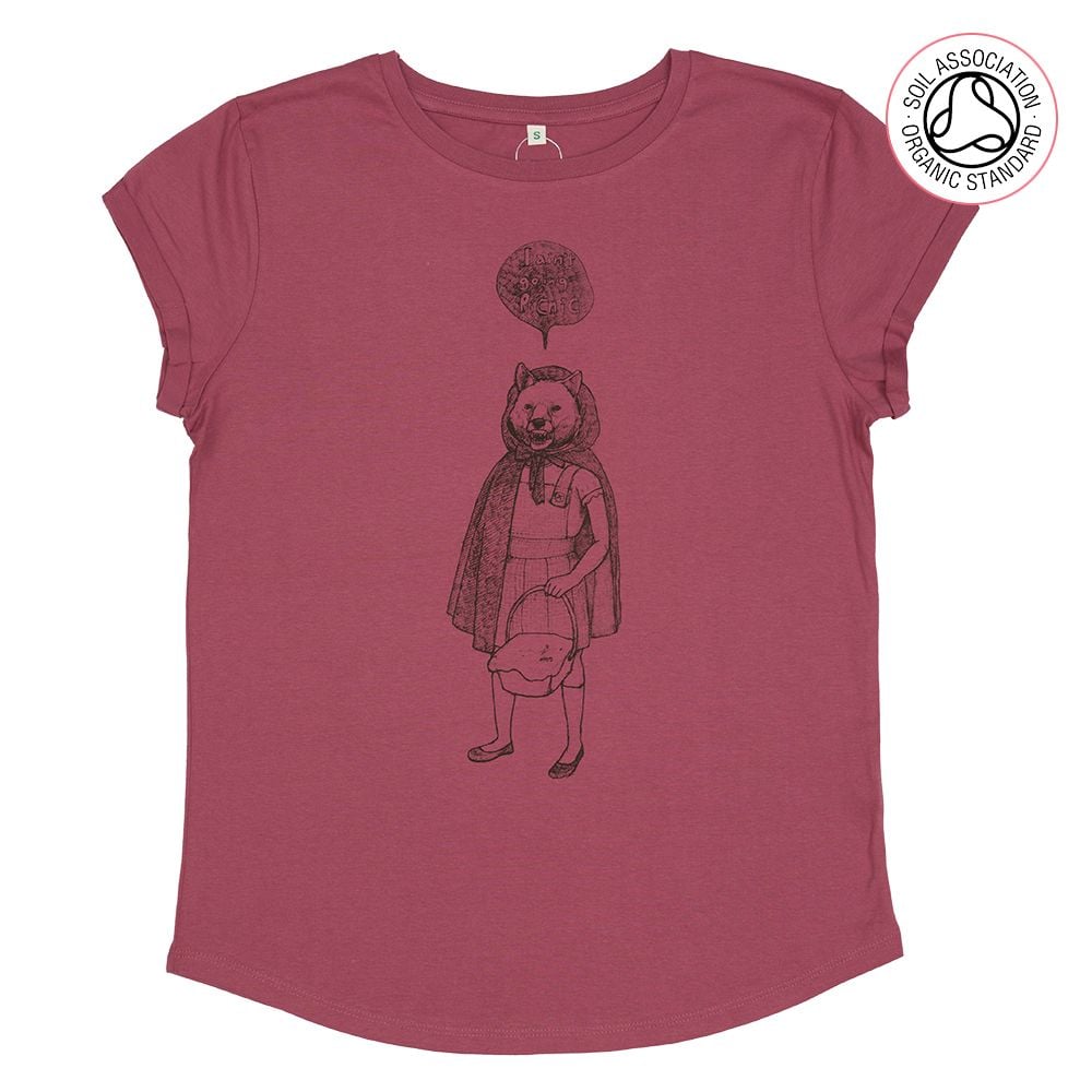 Red Riding Wolf Women's Roll Sleeve T-Shirts (Organic)