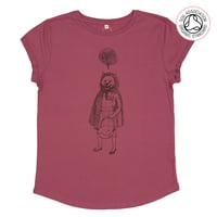 Image 1 of Red Riding Wolf Women's Roll Sleeve T-Shirts (Organic)