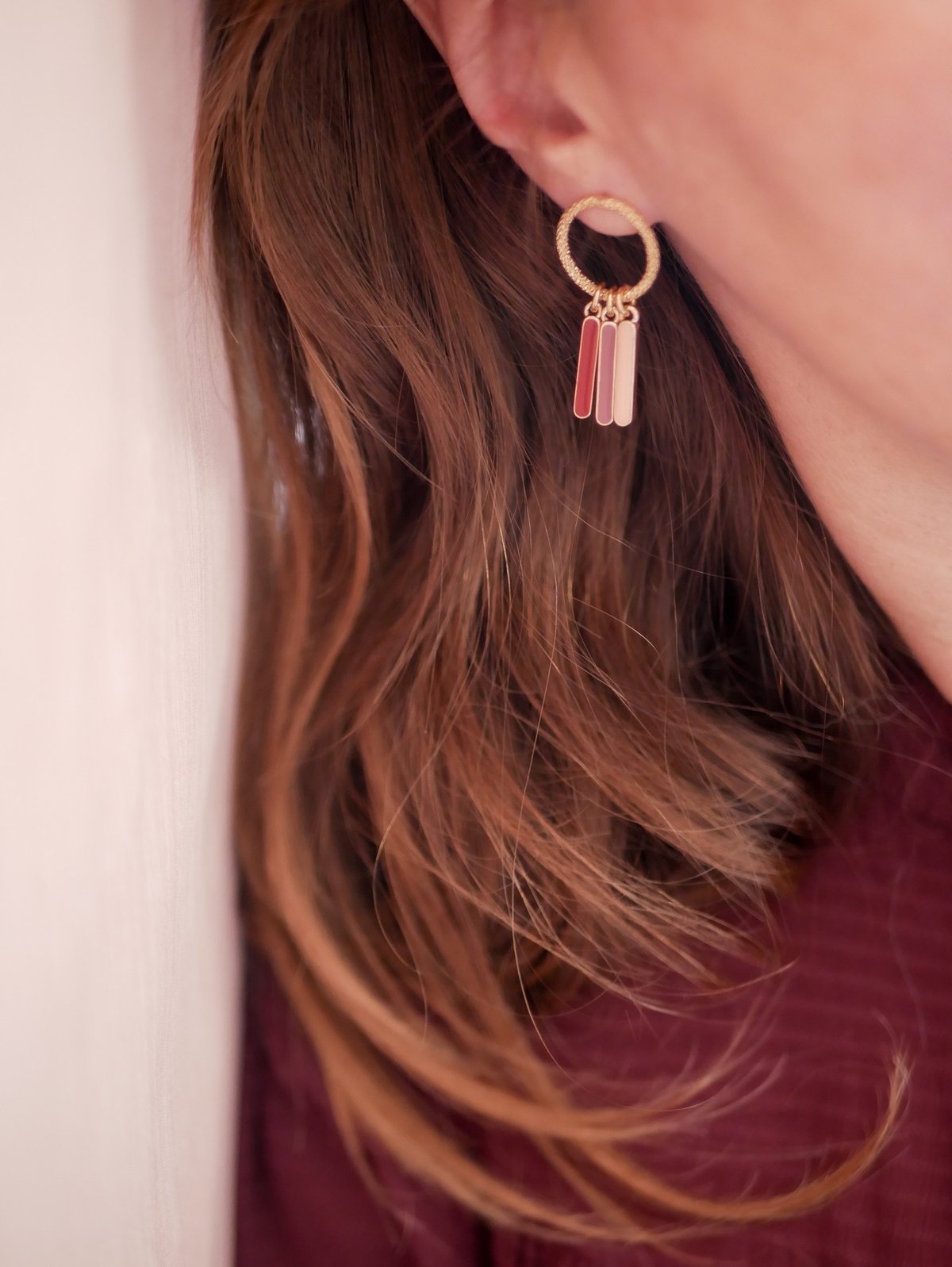 Image of Boucles d'Oreilles BRIKI - Nude/Rose/Rouge