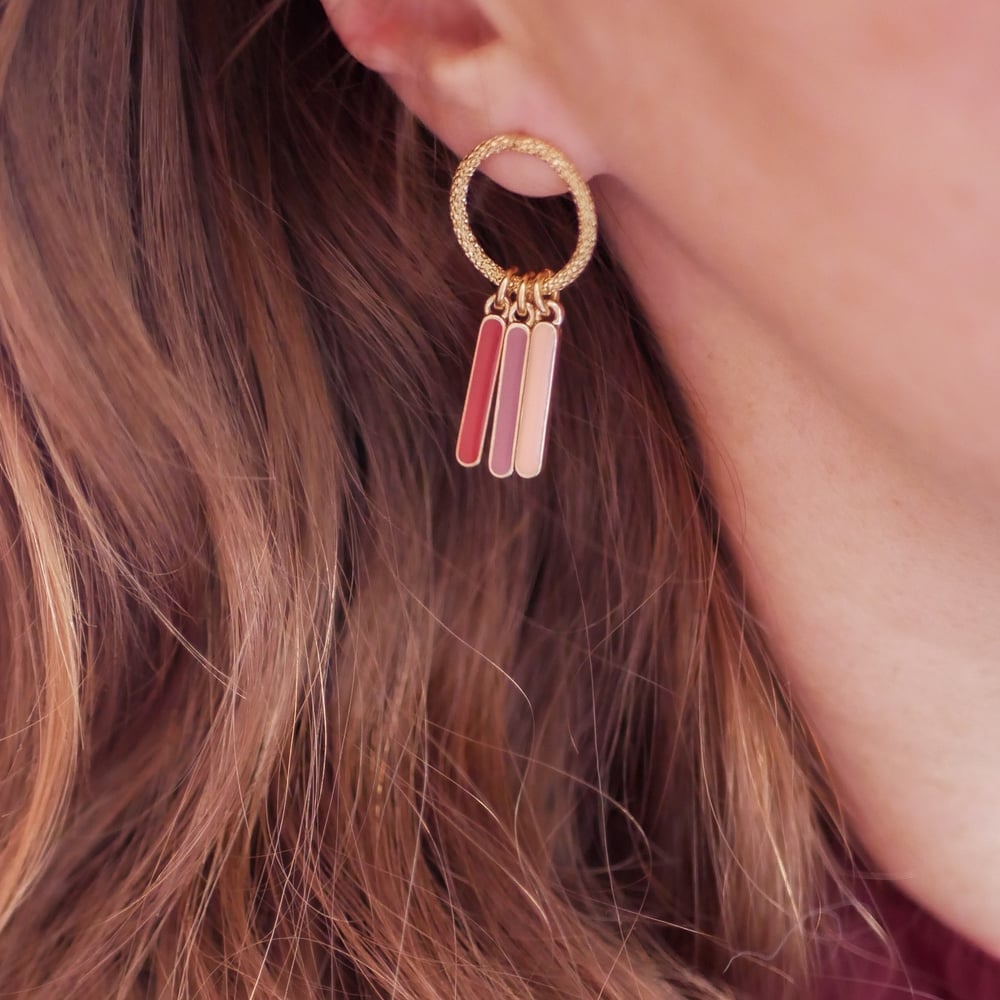 Image of Boucles d'Oreilles BRIKI - Nude/Rose/Rouge