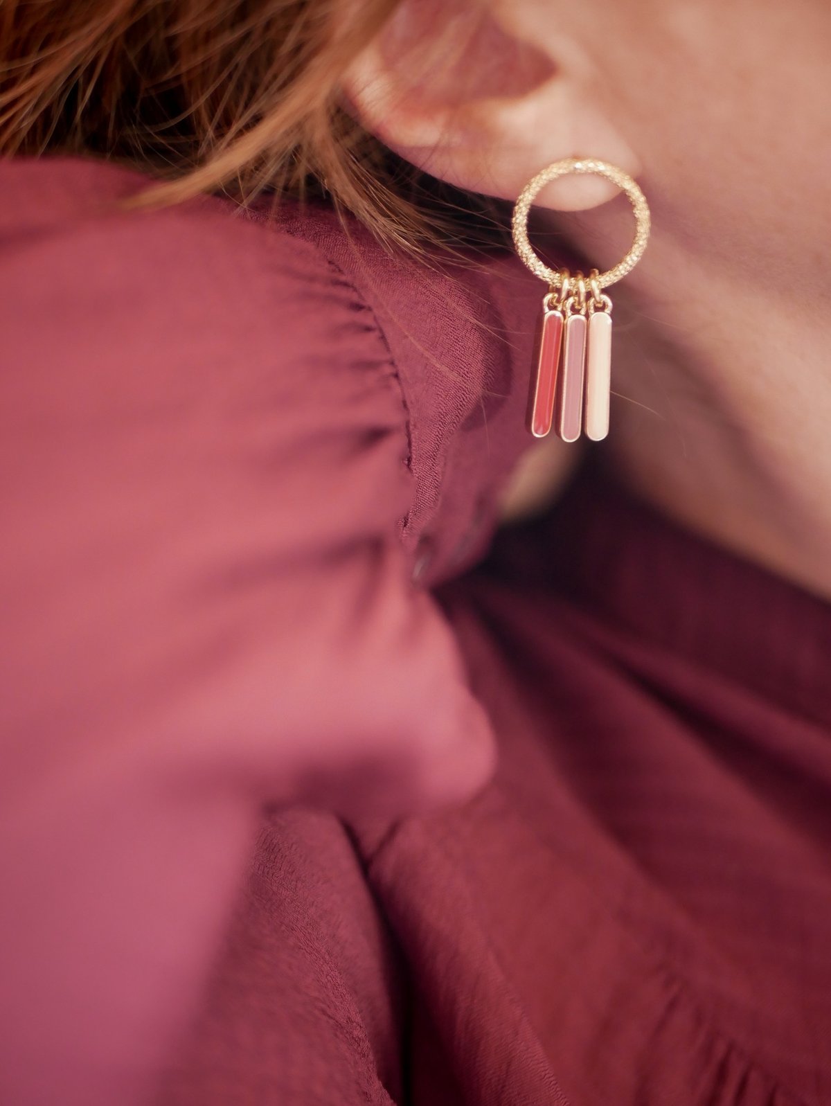 Image of Boucles d'Oreilles BRIKI - Nude/Rose/Rouge