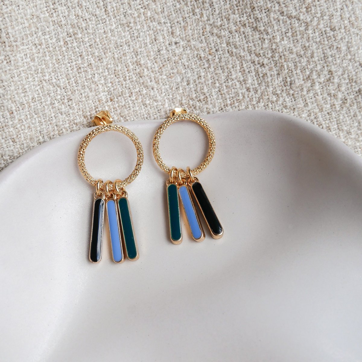 Image of Boucles d'Oreilles BRIKI - Bleu/Vert/Noir