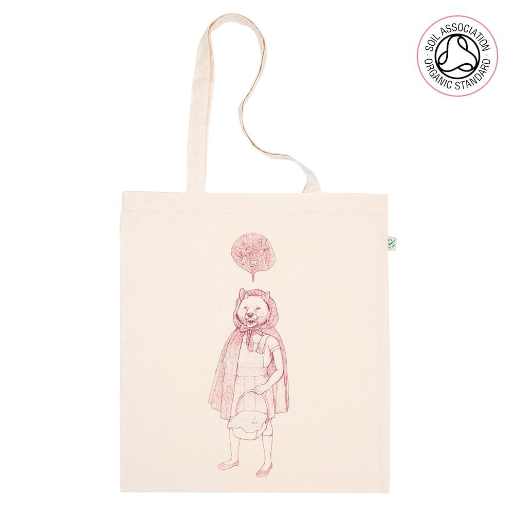 Red Riding Wolf Tote Shopping Bag (Organic)