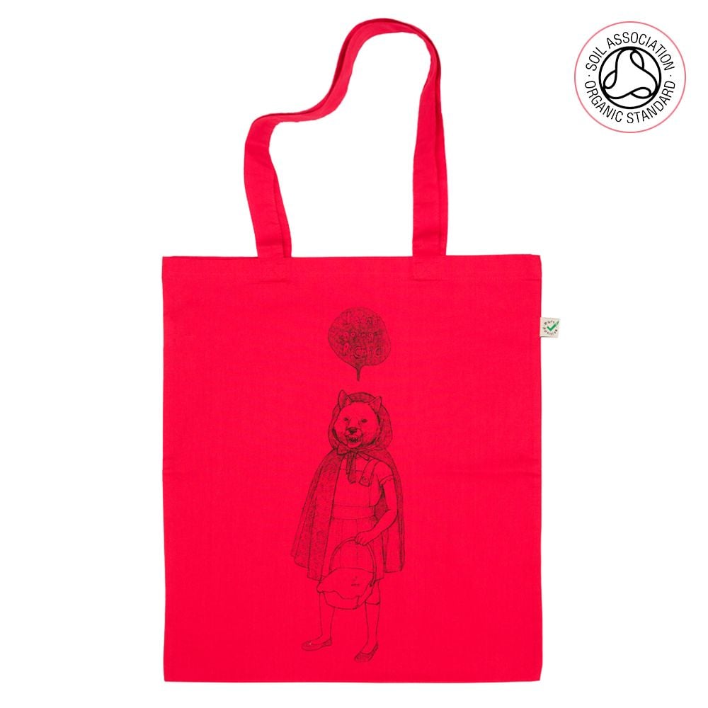 Red Riding Wolf Tote Shopping Bag (Organic)