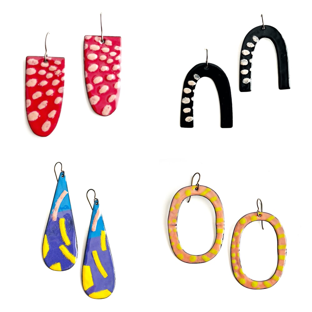 Image of Statement Enamel Earrings- Choose your color! 