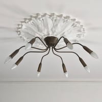 Image 2 of Italian Flush-Mount Light with Aged Patina