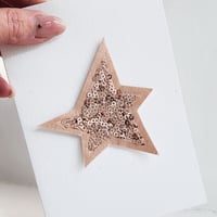 Image 1 of Sequin Star Applique Keepsake Greetings Card