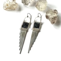 Image 4 of Rainbow Spinel and Silver Asymetrical Earrings