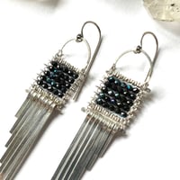 Image 5 of Rainbow Spinel and Silver Asymetrical Earrings