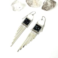 Image 1 of Rainbow Spinel and Silver Asymetrical Earrings