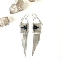 Image 3 of Spinel and Quartz Silver Asymetrical Earrings