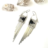 Image 4 of Spinel and Quartz Silver Asymetrical Earrings