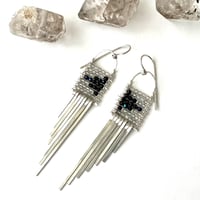 Image 2 of Spinel and Quartz Silver Asymetrical Earrings