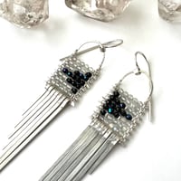 Image 5 of Spinel and Quartz Silver Asymetrical Earrings