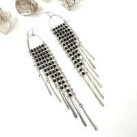 Image 3 of Smokey Quartz and Silver Beaded Fringe Earrings