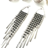 Image 5 of Smokey Quartz and Silver Beaded Fringe Earrings