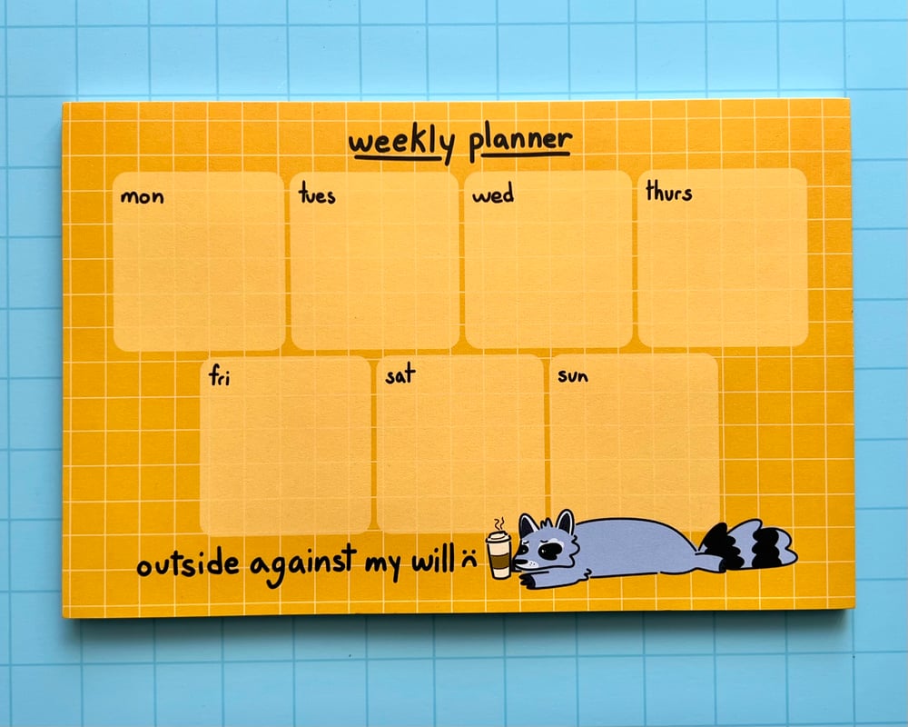 Image of Homebody raccoon weekly planner notepad