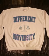 Image 2 of PEARL BLUE CHAMELEON/WHITE "DIFFERENT⚖️UNIVERSITY" SWEATSHIRT 