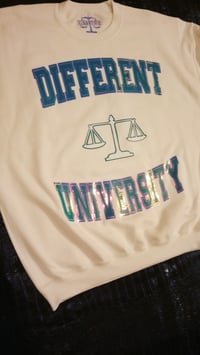Image 5 of PEARL BLUE CHAMELEON/WHITE "DIFFERENT⚖️UNIVERSITY" SWEATSHIRT 