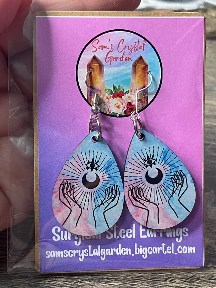 Image of Hand/moon earrings 