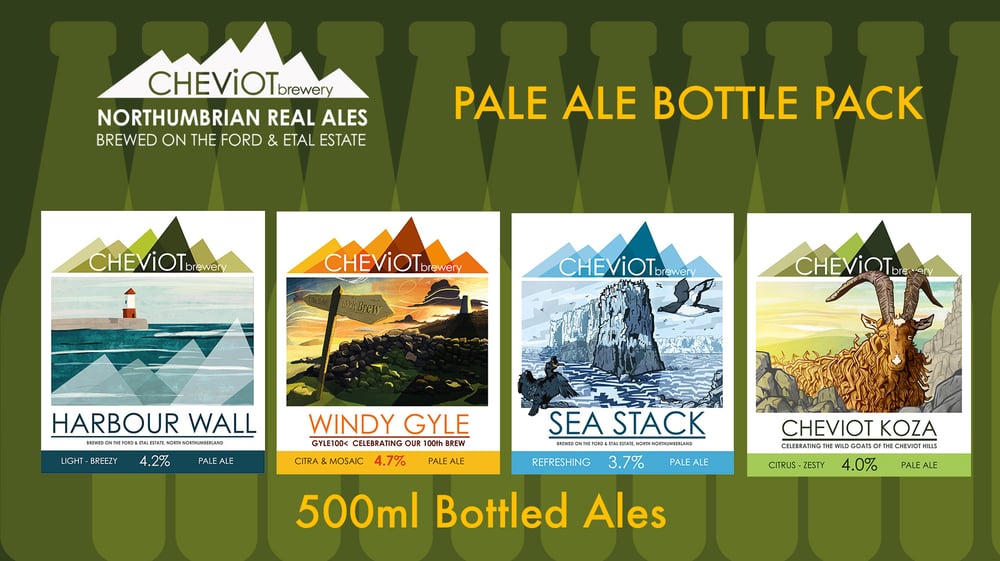 Image of CHEVIOT PALE PACK - Harbour Wall, Sea Stack, Windy Gyle & Cheviot Koza - 500ml