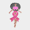 Breast Cancer Awareness Afro Lady Enamel Pin, Brooch, Survivor Gift