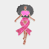 Breast Cancer Awareness Afro Lady Enamel Pin, Brooch, Survivor Gift