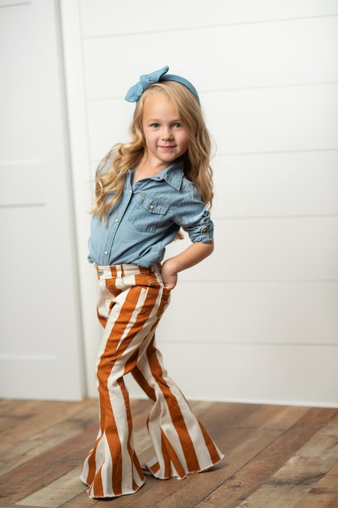 Image of MUSTARD STRIPE FLARE JEANS