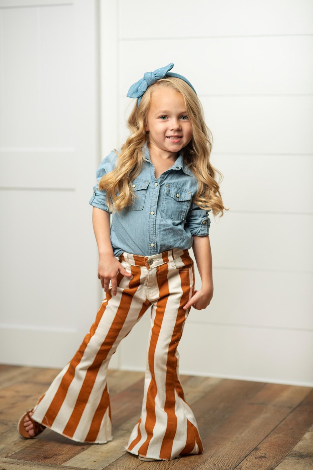 Image of MUSTARD STRIPE FLARE JEANS