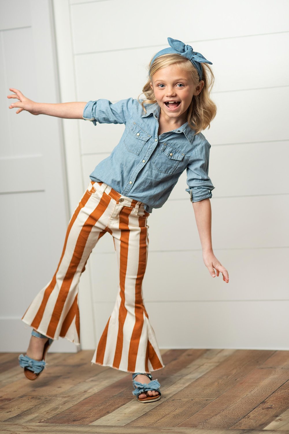 Image of MUSTARD STRIPE FLARE JEANS