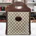 Image of Vtg. Gucci Brown Monogram Punch Handle Tote