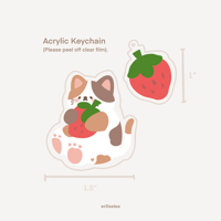 Strawberry Baby Acrylic Keychain ft. Mi-ke the Calico Cat 