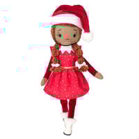Image 2 of Handmade Linen Christmas Girl Elf -(PREORDER ITEM- WILL SHIP ON OR BEFORE OCTOBER 31ST, 2025)