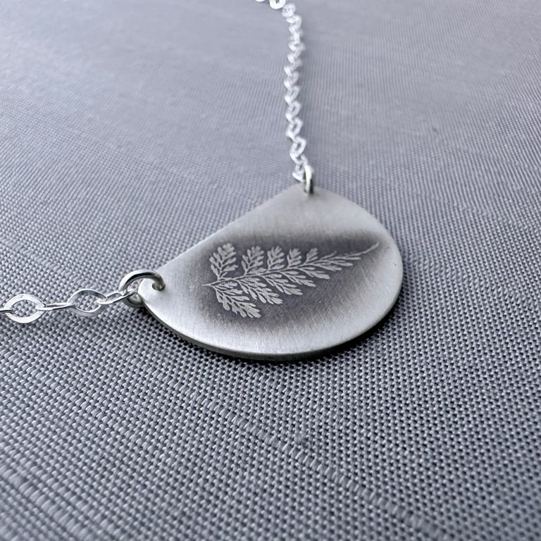 Sterling Silver Semicircle Fern Necklace