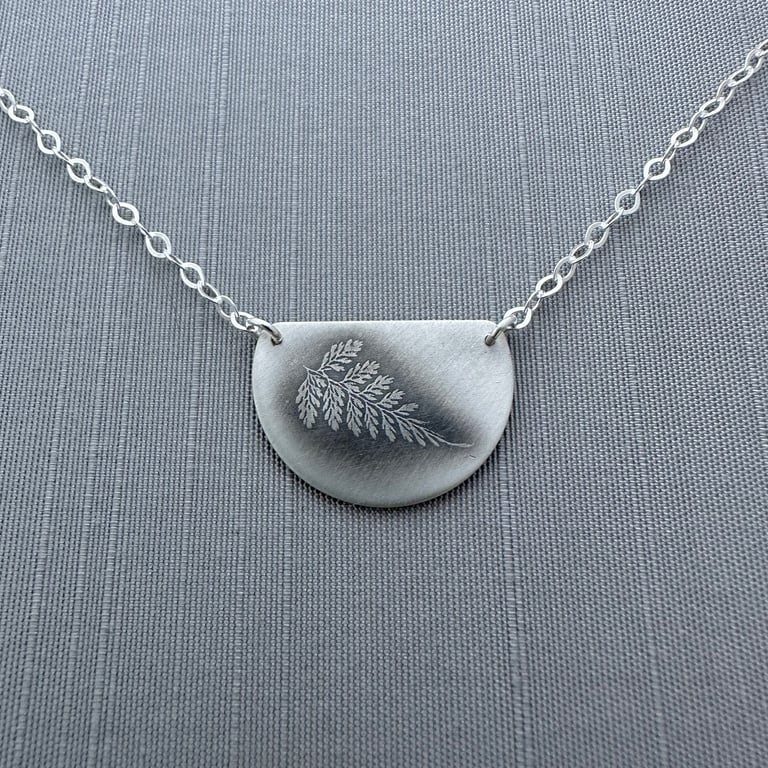 Sterling Silver Semicircle Fern Necklace Image 4