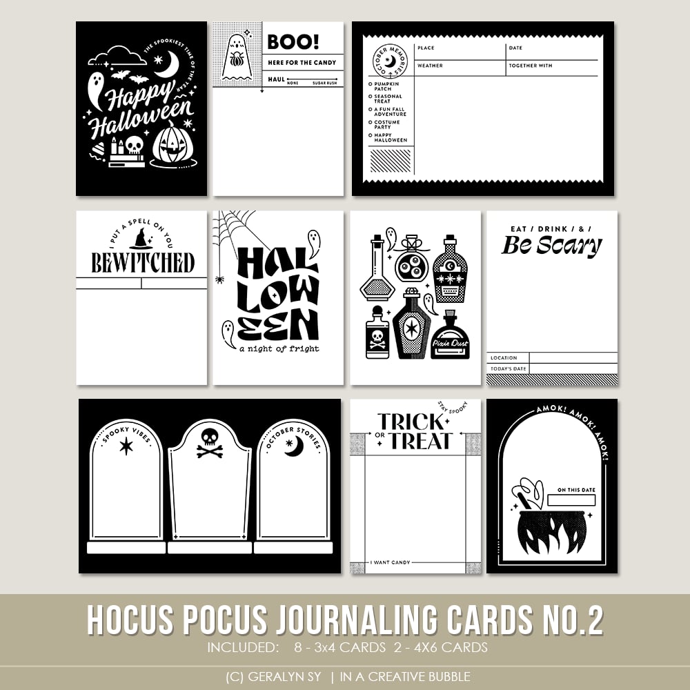 Hocus Pocus Journaling Cards No.2 (Digital) | In a Creative Bubble