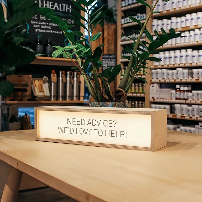 Windfall Natural Retail space multiple lightboxes