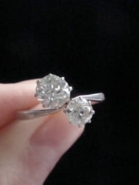 Image 4 of ART DECO 1920S PLATINUM OLD CUT DIAMOND TOI ET MOI RING 1.00CT