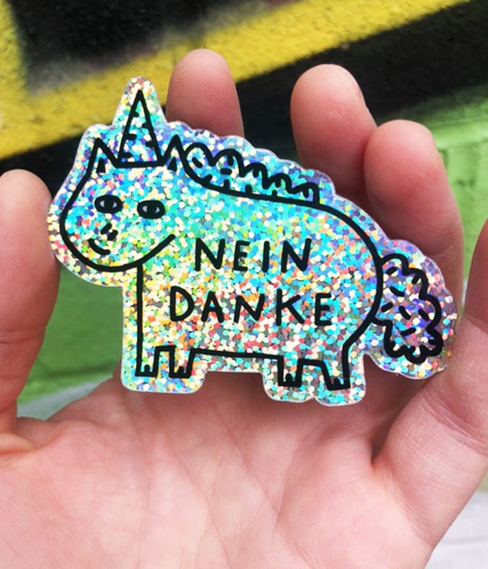 Image of Nein Danke Glitter Sticker