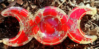 Image 3 of Red Flowers Triple Moon Tealight Candle Holder