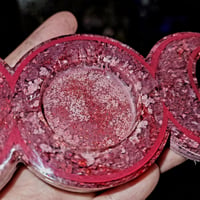 Image 4 of Red/Pink Ink-Pushed Triple Moon Tealight Candle Holder