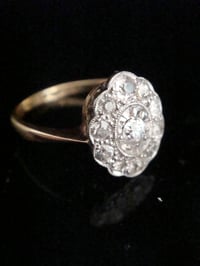Image 2 of EDWARDIAN 18CT YELLOW GOLD PLATINUM OLD CUT DIAMOND PAVE SET RING
